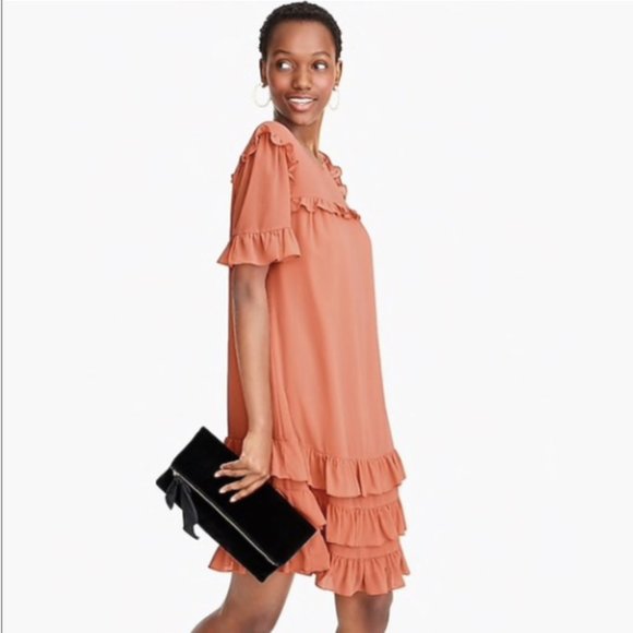 J. Crew Dresses & Skirts - J crew Ruffle Dress in Crinkle Chiffon